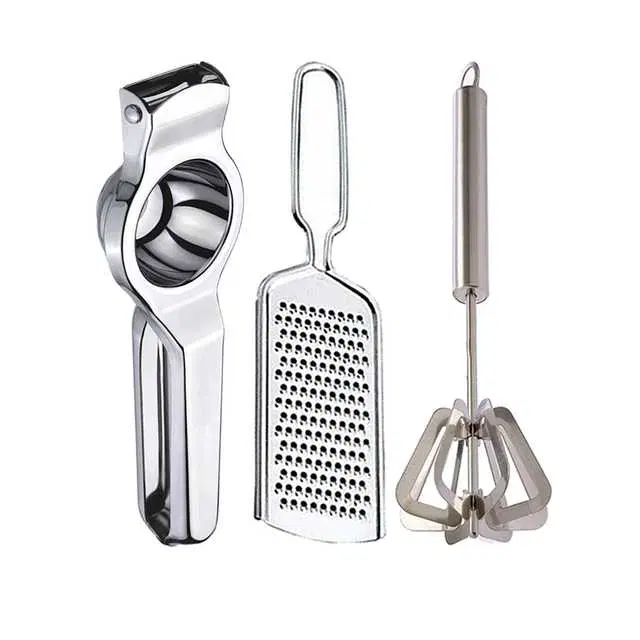 Oc9 Stainless Steel Lemon Squeezer & Cheese Grater & Hand Blender Kitchen Tool Set (O-37)