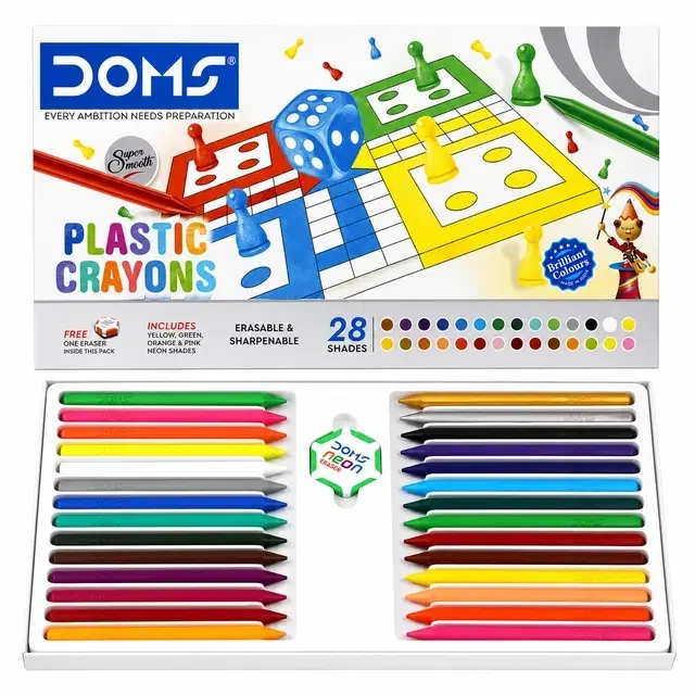 Doms Non-Toxic 28 Shades Super Smooth Plastic Crayons [Multicolor]