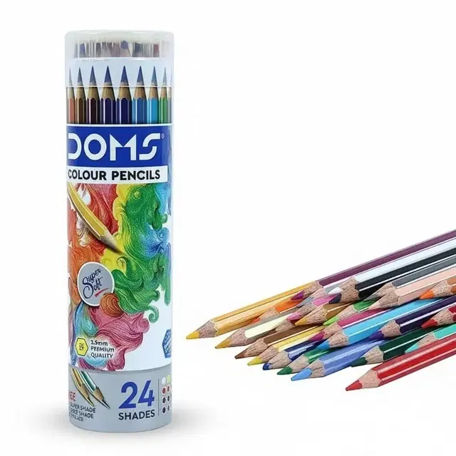 DOMS 24 Shades Round Tin Color Pencils