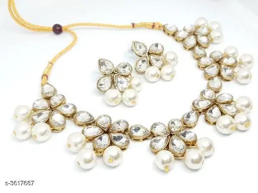 Trendy Designed Alloy Jewellery Set for Women & Girls, White
