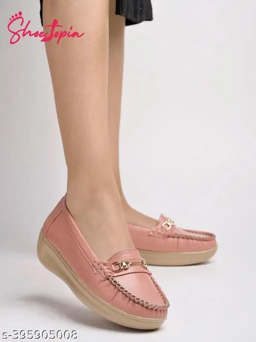 Solid Loafers for Women (Peach, IND-3)