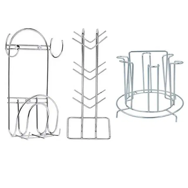 Stainless Steel Cup Stand Cup Holder & Glass Stand & Chakla Belan Stand With Hook For Kitchen, Set of 3, OC-047