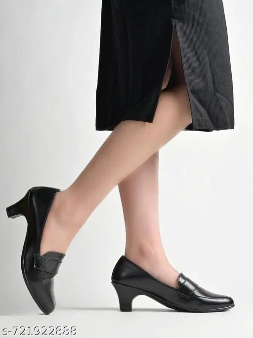 Shoetopia Solid Heel Sandals (Black, IND-7)