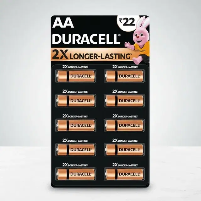 DURACELL Alkaline AA Battery, Pack of 10