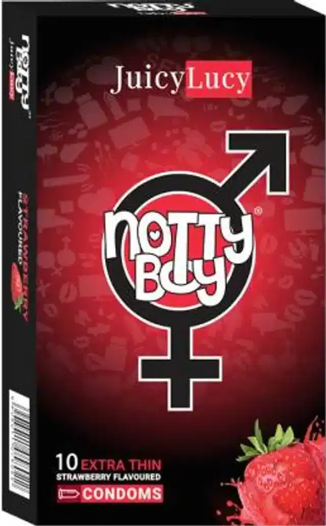 NottyBoy Strawberry Flavour Condoms, Pack of 10