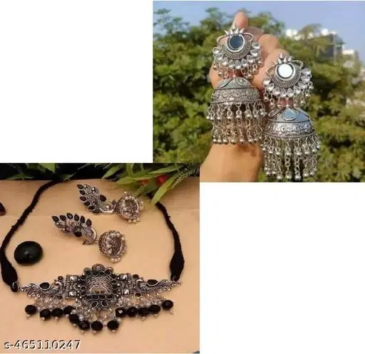 latest combo of two high selling oxidised jewellery set and oxidised jhumka earrings with Jewellery set