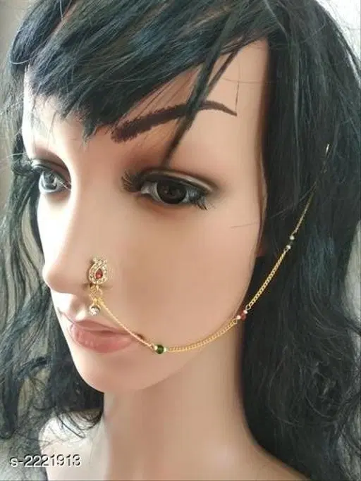 Alloy Gold Plated Nosepins for Women (Multicolor, Free Size)