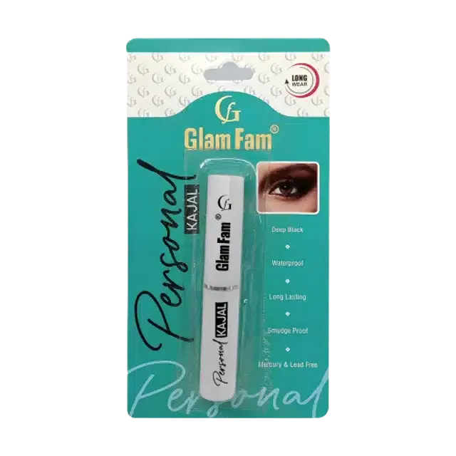 Glam Fam Long Lasting Waterproof Kajal, Black, Pack of 2