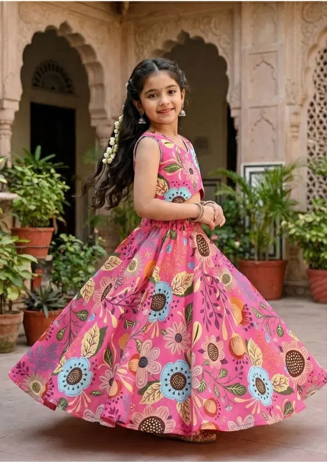 Rayon Lehenga & choli For Girls, Multicolour (3-4 Years)