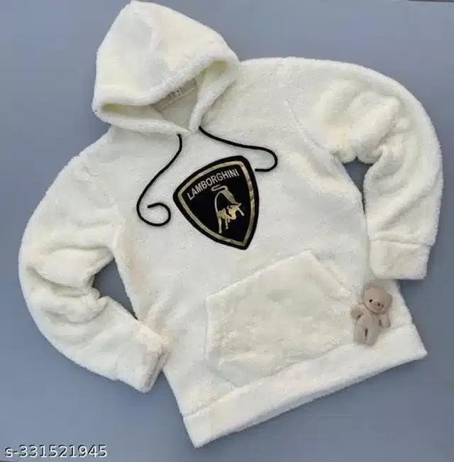 Woolen Full Sleeves Hooded Sweatshirt for Men (White, XL)