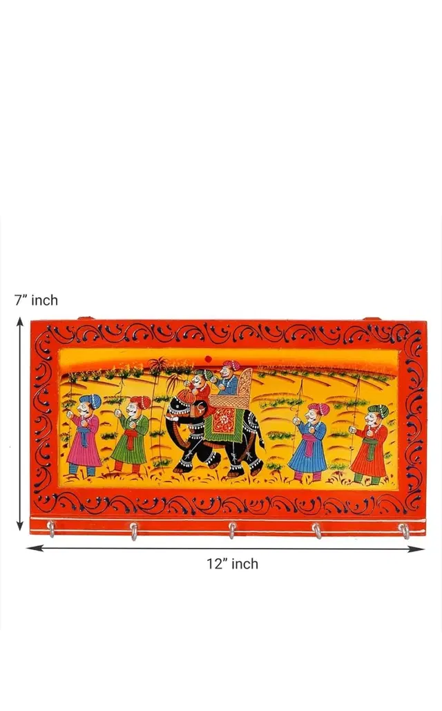 Wooden Rajasthani Art Work 6 Hook Hanging Key Holder