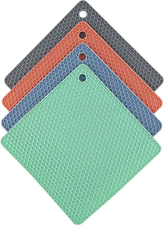 Silicone Trivet Mats - Hot Pot Holders - Drying Mat Our potholders Kitchen Tools is Heat Resistant, Pack of 4