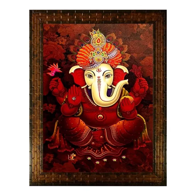 KC Arts Ganesh ji Golden photo frame 8x6in