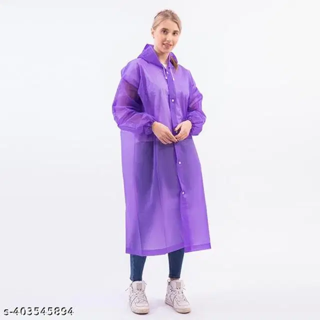 Polyester Rain Coat for Men & Women, Purple, Free Size