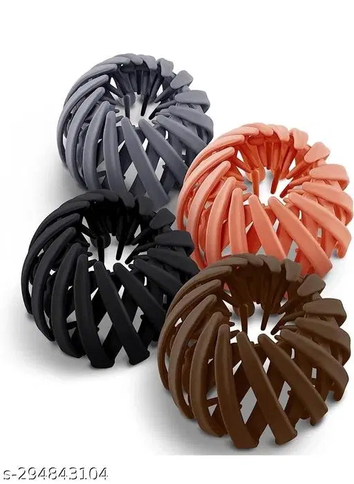 Plastic Birds Nest Hair Clips for Women & Girls, Pack of 4 (Multicolor)