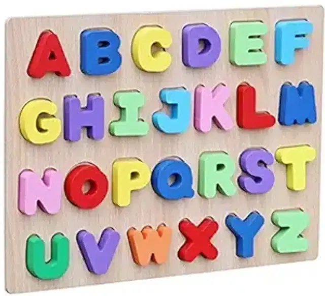 Wooden English Alphabets & Color Learning Educational Board for Kids, Multicolor, Set of 1
