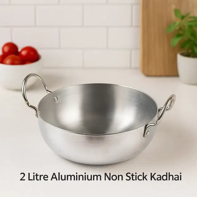 POOJA Aluminium Non Stick Kadhai, 2 L