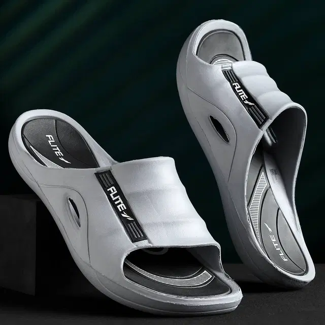 FLITE Casual Slides for Men (Grey, Black, 10 UK/India)