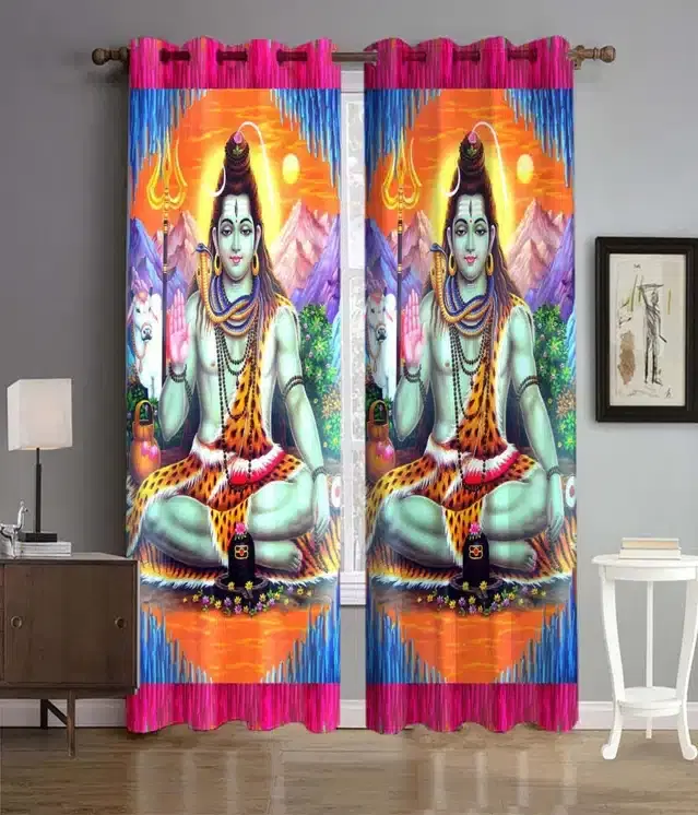 Polyester Printed Door & Window Curtains, Multicolor, 7 feet