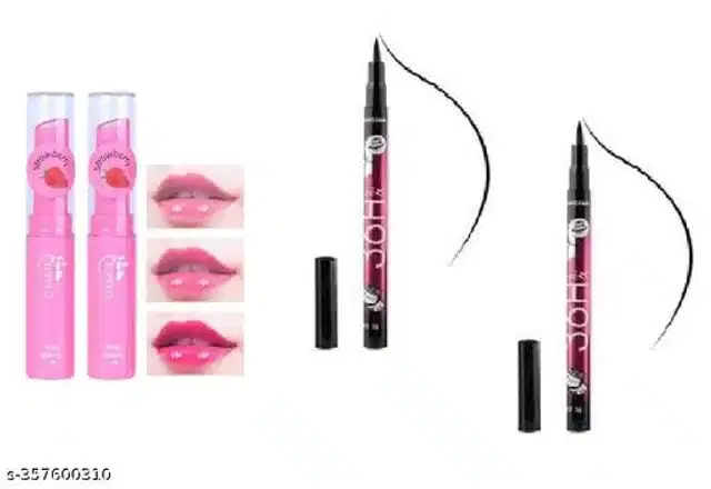 Pink Magic Lip Balm, 2 Pcs with 2 Pcs Eye Liner, Set of 2
