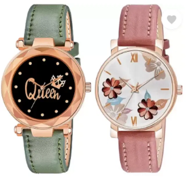 Analog Watch for Women & Girls, Pack of 2 (Multicolor)