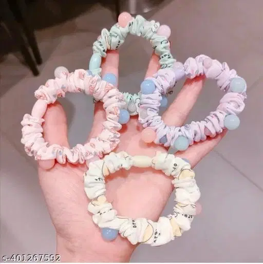 Fabric Hair Scrunchies for Women & Girls, Pack of 6 (Multicolor)