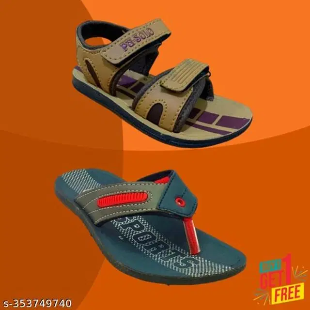Sandal with Flipflop for Boys, Pack of 2 (Multicolor, 4-5 Years)