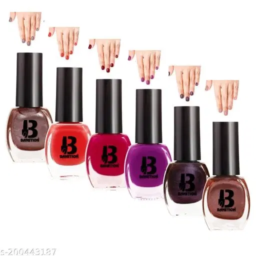 Banetion Matte Nail Polish, Multicolor, Pack of 6