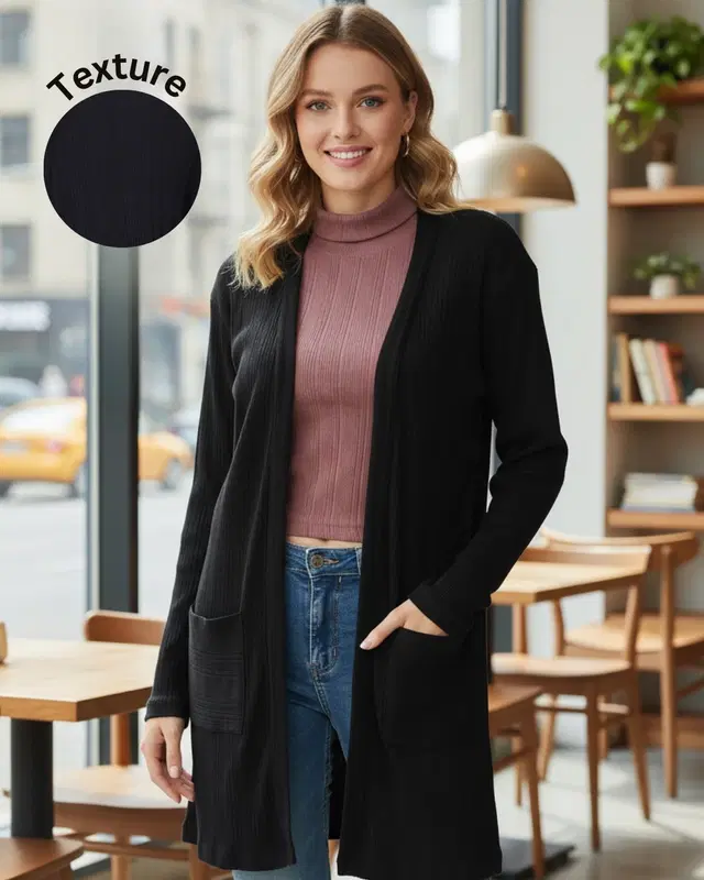 Cotton Shrugs For Women, Black (Free Size)