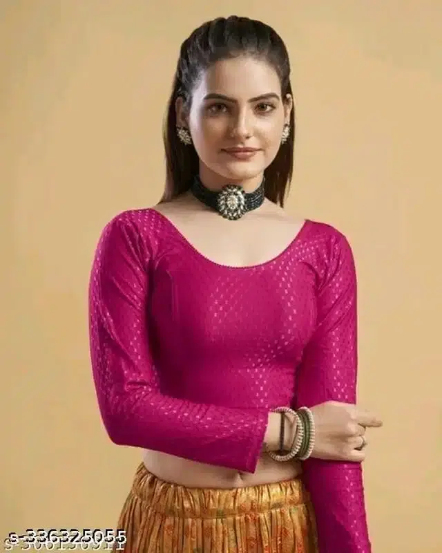 Full Sleeves Blouse for Women (Dark Pink, 28)