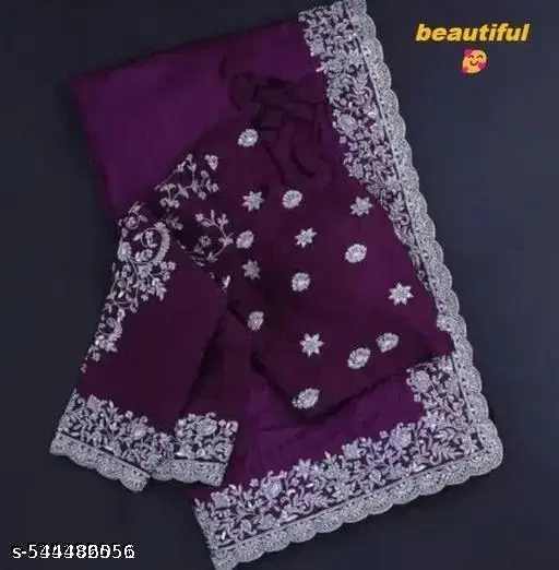 Georgette Saree for Women, Wine (5.5 M)
