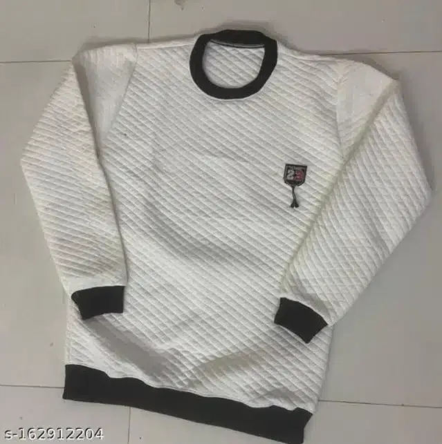 Woolen Sweatshirt for Men (White, M)