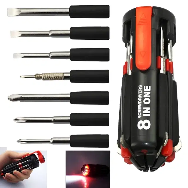 Shopper52 Screwdriver Set with 6 LED Lights, Multi-functional kit & magnetic heads Precision Screwdriver Set, Pack of 1