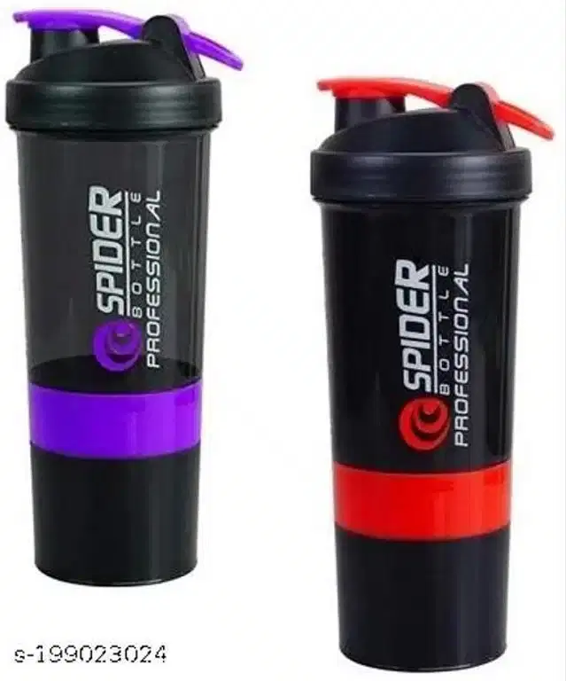 Plastic Gym Shaker and Sipper, Multicolor, 500 ml, Pack of 2