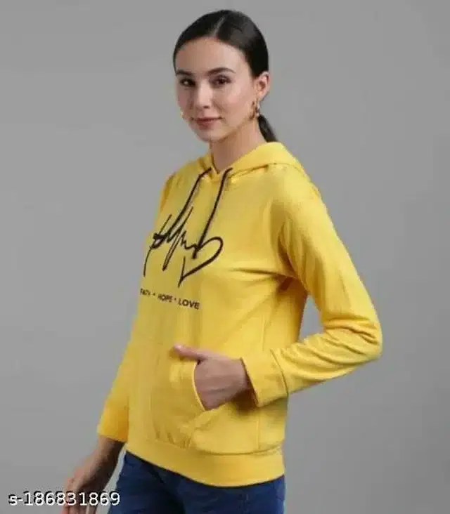 Cotton Blend Hoodie for Girls (Yellow, 11-12 Years)