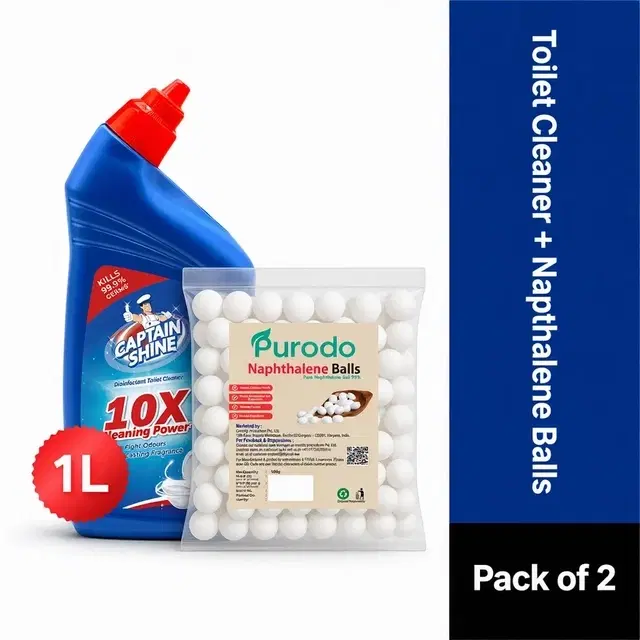 Captain Shine Toilet Cleaner 1 L + Purodo Napthalene Balls 100 g