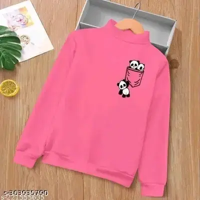 Round Neck Printed Sweatshirt for Women (Pink, L)
