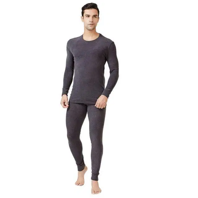 Solid Men Thermal Top & Bottom Set (Black, 80) (FE-30)