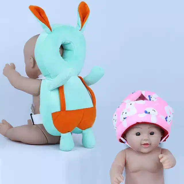 Infants Head & Back Safety Protector Pillow and Safety Helmet, Pack of 2 (Multicolor)