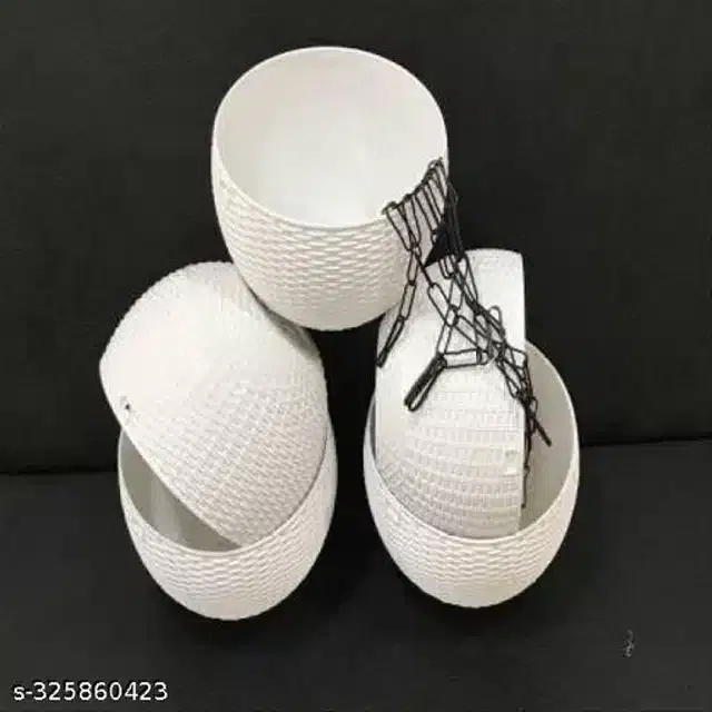 Hanging Flower Pots with Metal Chain, White, Pack of 5