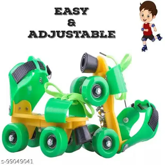 Adjustable Roller Skates for Kids, Green & Yellow