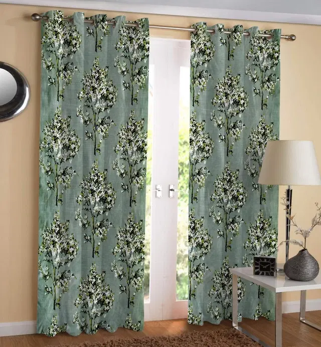 Tree Abstract Door Room Darkening Curtain Green 7ft Pack of 1