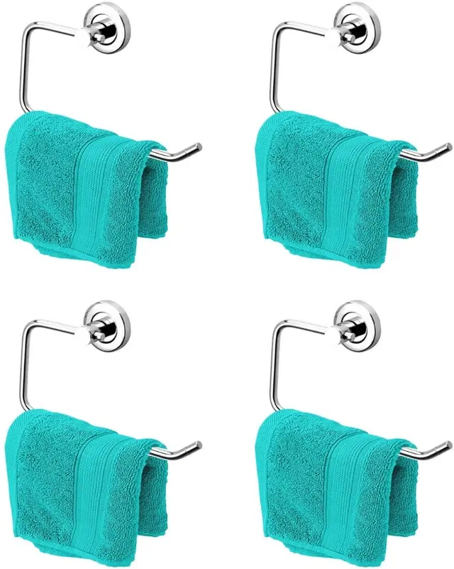 Stainless Steel Multipurpose Towel Ring with Wall Flange, Silver, Set of 4