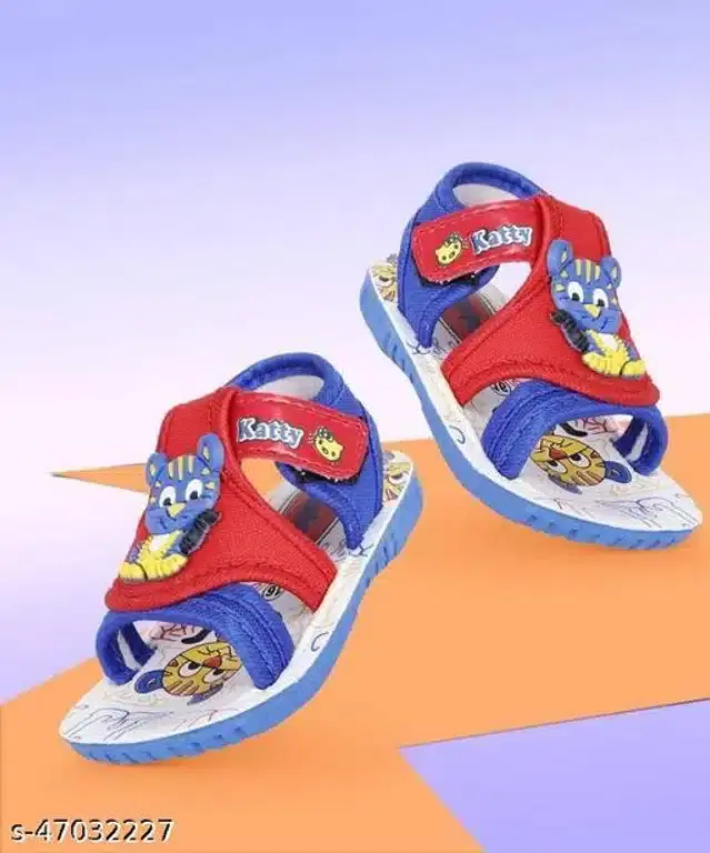 Velcro Sandals for Infants (Red & Blue, 6-9 Months)