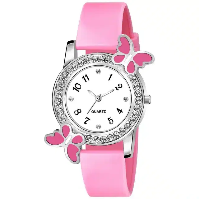 Analog Watch for Girls (Pink & White)
