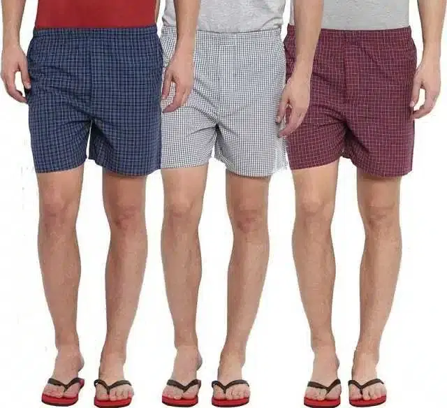Men Cotton Viscose Blend Checkered Boxers, Pack Of 3 (Multicolor, S) (SD-684)