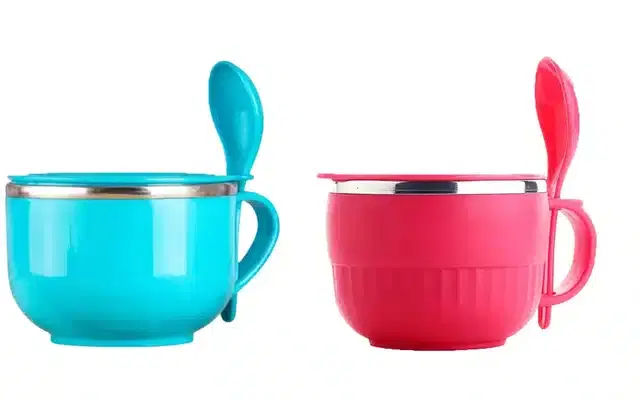 Maggie Bowl with Fork, Multicolor, 600 ml, Pack of 2