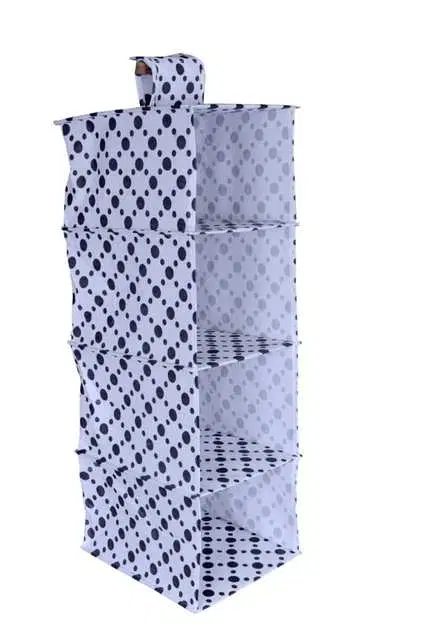 4 Shelf Closet Hanging Organizer, 4 Tier Closet Wardrobe Organizer Storage Hanger, Foldable And Universal Fit, Multicolor, 30x25x80 cm, Pack Of 1, S-14