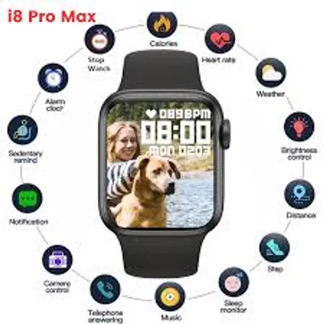 I8 Pro Maxx Smart Watch for Men & Women, Black