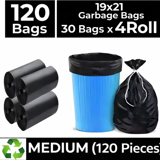 Innate Garbage Bag (19 x 21) Black- Set of 4, 120 Pcs